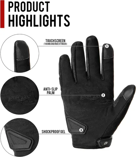 Vista 5 de BORLENI Guantes de montar en motocicleta, pantalla táctil, guantes de dedo completo, motocross, carreras, bicicleta, deportes al aire libre