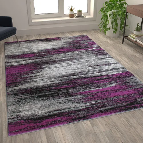 Vista 20 de Flash Furniture Rylan Collection - Alfombra contemporánea de olefinas azules, de pelo alto, 2 x 10 pies, respaldo de yute, pasillo, entrada
