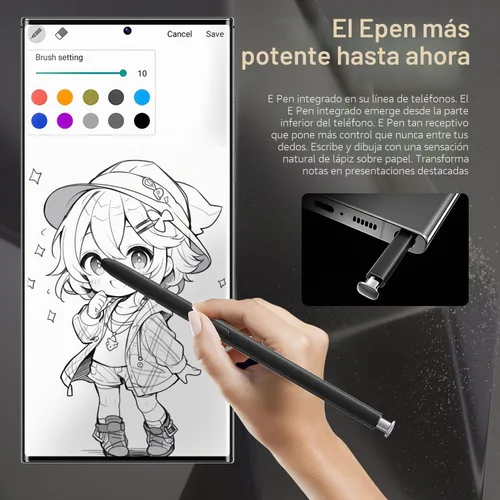 Vista 5 de C24 Ultra desbloqueado teléfono, 256GB+8GB Smartphone herramienta pluma Gris