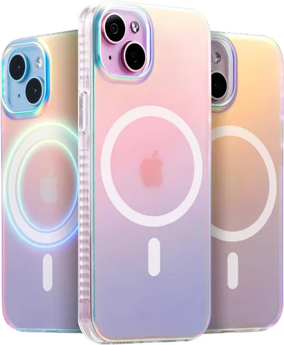 Vista 15 de LONLI Hue - para iPhone 15 Pro Max [Compatible con Magsafe] - Funda de teléfono floral dorada - [Amortiguador de 360°] - Funda de teléfono linda