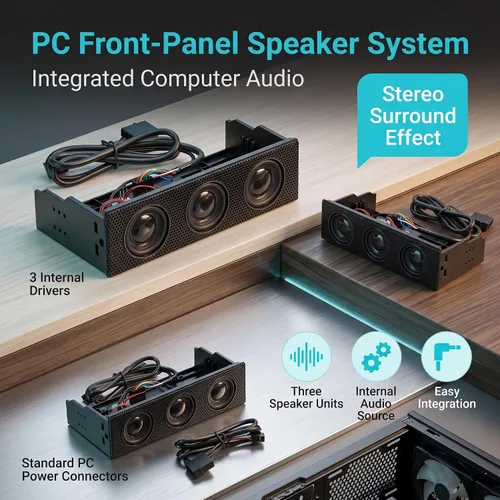 Vista 3 de Zopsc 5.25in Panel frontal USB PC Panel frontal Altavoz estéreo envolvente computadora caso incorporado Mic altavoz STW9005