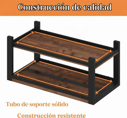 Vista 4 de BON AUGURE Mesa auxiliar para sala de estar, mesas industriales de madera y metal, mesa central rectangular de granja (roble rústico, 43 pulgadas)