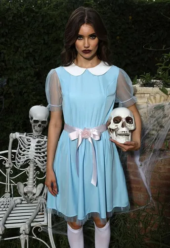 Vista 3 de Spadehill Disfraz de Lolita de manga abombada azul de Halloween para mujer