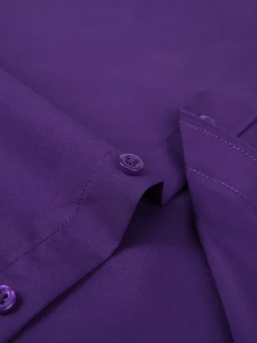 Vista 76 de corfty Camisa de vestir de manga larga para hombre, ajuste regular, elástica, sin arrugas, casual, con botones