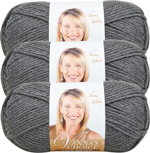 Vista 58 de Lion Brand Yarn (1 madeja) Hilo Vanna's Choice, mármol gris