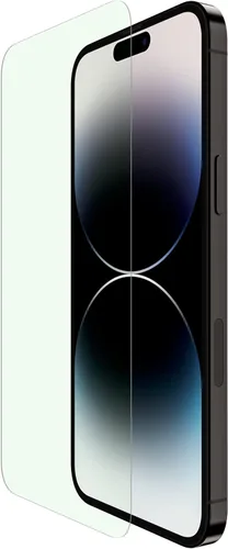 Vista 22 de Belkin ScreenForce UltraGlass Protector de pantalla con filtro de luz azul para iPhone 14 Pro, resistente a los arañazos, protección contra impactos