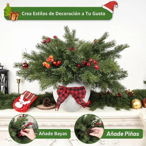 Vista 6 de Artgar 6 ramas de pino de Navidad – Tallos de pino artificiales realistas de 18 pulgadas – Púas de cedro sintético de tacto real para jarrón, corona