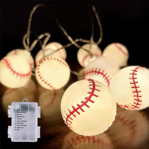 Vista 10 de Luces de Cadena de Baloncesto, 14 pies 20 LED Alimentadas por Batería para Interiores, Decoración Deportiva Pelota Fiesta Temática Deportiva Luces