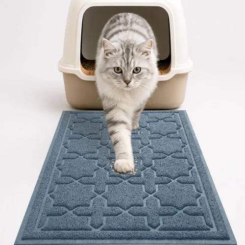 Vista 8 de Yimobra Tapete de arena para gatos, 24"x20" tapete con malla de bloqueo de arena, tapete suave para arena para gatos tapete atrapa arena, fácil