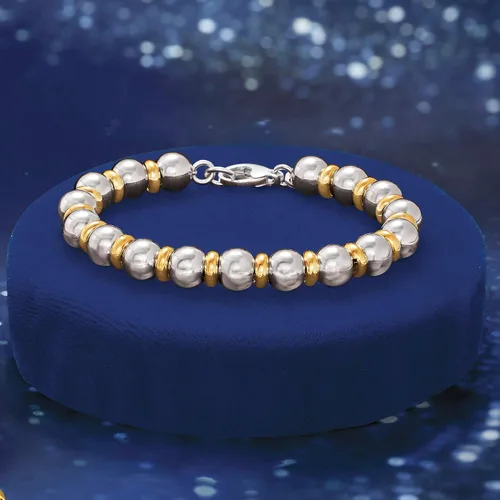 Vista 5 de Ross-Simons Pulsera italiana de plata de ley de 2 tonos, Plata Esterlina, Sin gemas.