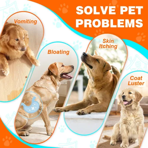 Vista 6 de Probióticos para perros, probióticos masticables y picor intestinal digestivo, probióticos para la piel, alivio de la picazón, diarrea, 50 tabletas