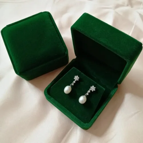 Vista 7 de Cajas de regalo de pendientes de terciopelo Joyero (verde)