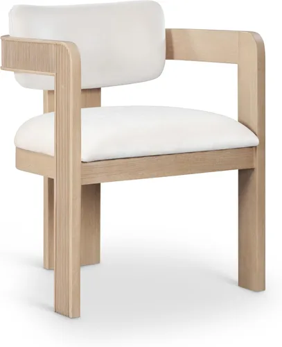 Vista 4 de Meridian Furniture 11094Cream-C Sacha Collection Silla de comedor Art Deco, terciopelo crema Ultra Luxe, terciopelo de 460 GSM, acabado natural
