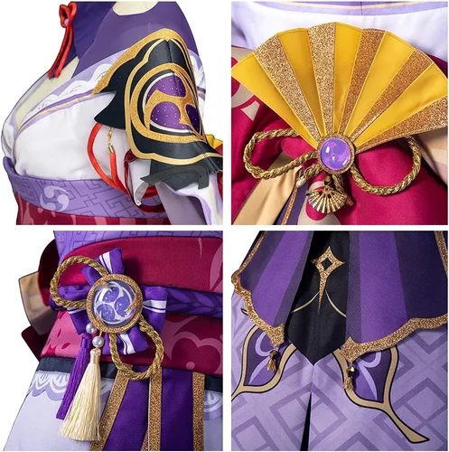 Vista 5 de Raiden Shogun - Disfraz de cosplay de Genshin Impact Baal, conjunto completo de Halloween para mujer (M, juego completo)