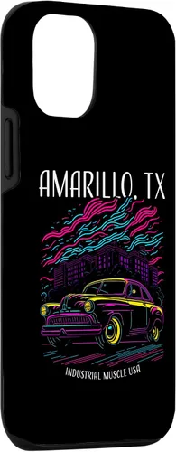 Vista 3 de iPhone 15 Amarillo TX Industrial Muscle USA Classic Hotrod Car Design Case
