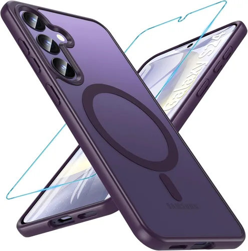 Vista 25 de OWKEY Funda magnética para Samsung Galaxy S23 de 6.1 pulgadas, para Magsafe con protector de pantalla, protección de grado militar, a prueba