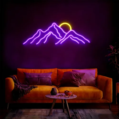 Vista 16 de LED Mountains Sunrise Sunset Wave Neon Signs Dimmable 5V USB Power Neon Lights Wall Art Decorative Lamp for Home Preppy Dorm Salon Decor Bar Party