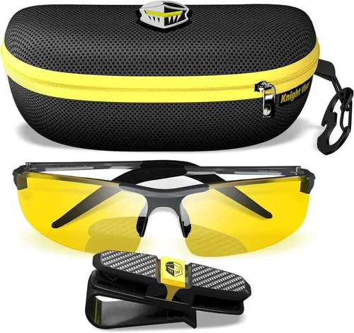 Vista 3 de BLUPOND Gafas de conducción nocturna para hombres/mujeres, visión amarilla HD para máxima claridad, visera caballero