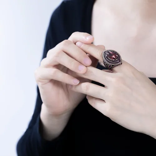Vista 5 de Anillo de mujer - 1.260 in estilo turco púrpura piedra preciosa anillo vintage joyería de las mujeres J0769PURPLE, Cristal Resina, Cristal