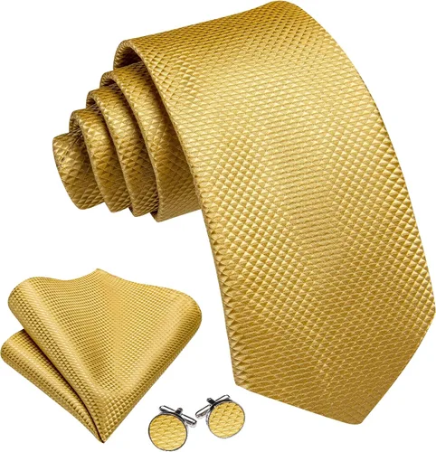 Vista 220 de Barry.Wang Juego de corbatas para hombre, corbata de seda a rayas, tejido a cuadros, gemelos formales, negocios, boda