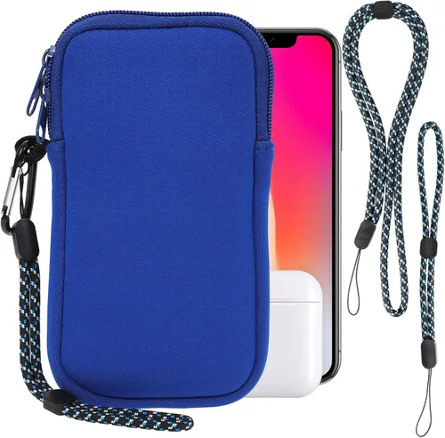 Vista 13 de Pwsap Calcetín para teléfono, bolsa de neopreno universal resistente a golpes e impactos con mosquetón y correa de cordón, funda para senderismo