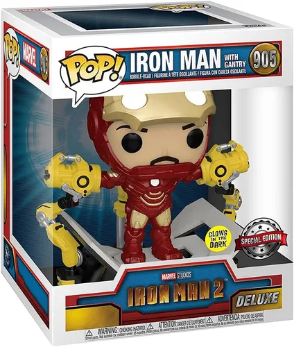 Vista 3 de Funko Iron Man 2 Pop! Marvel Mark IV - Cabeza de vinilo de 6 pulgadas exclusiva de Iron Man #905 [Deluxe, Glow in the Dark]