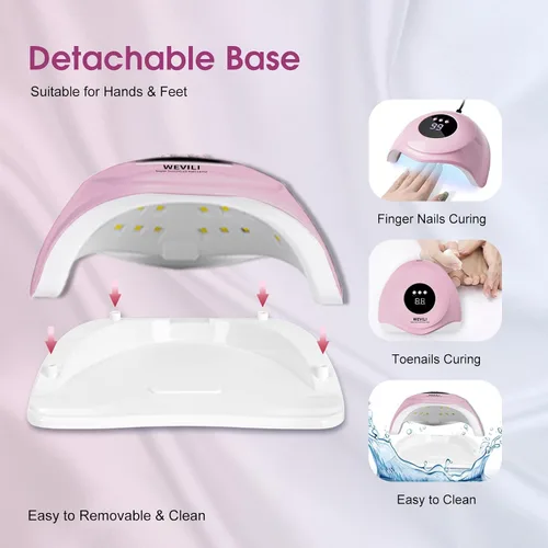 Vista 5 de WEVILI Lámpara de uñas LED UV, secadora de uñas de 72 W para esmalte de gel con 24 cuentas LED, 3 temporizadores, lámpara de uñas profesional