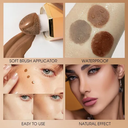 Vista 2 de Maquillaje líquido en barra de contorno, varita de contorno facial crema con aplicador de cojín, contorno bronceador cremoso natural mate de larga