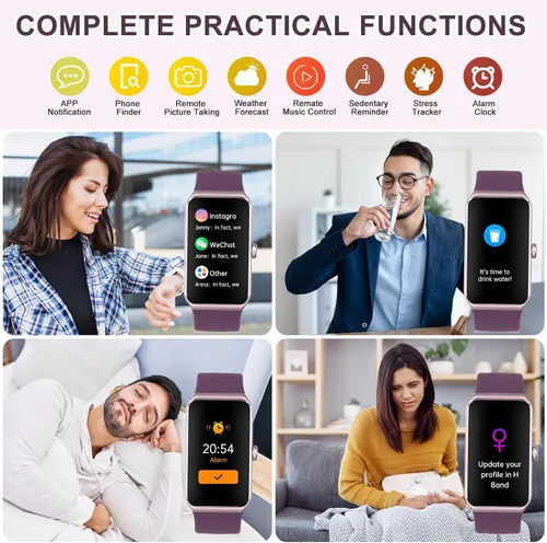 Vista 5 de Monitor de actividad física, reloj de fitness con frecuencia cardíaca 24/7, oxígeno en sangre, presión arterial, relojes inteligentes con más de 100