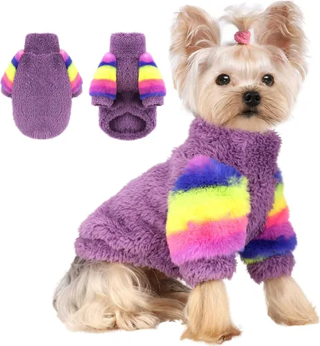 Vista 7 de Suéteres para perros pequeños, niña, perro macho, suéter, forro polar suave, ropa de invierno para mascotas, niño, niña, sudaderas de felpa, Negro