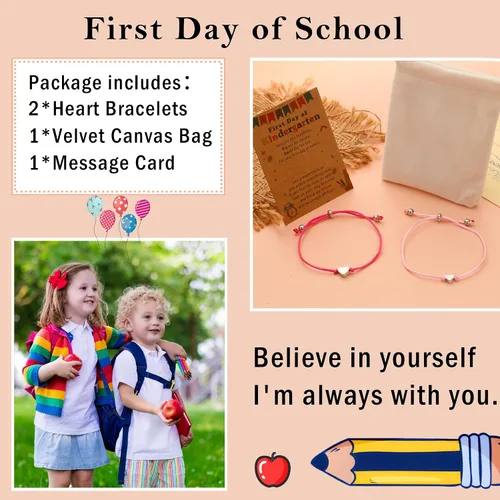 Vista 6 de Frist day of school bracelet,back to school bracelet mommy and me,back to school bracelet gift for daughterson as the first day of kindergarten
