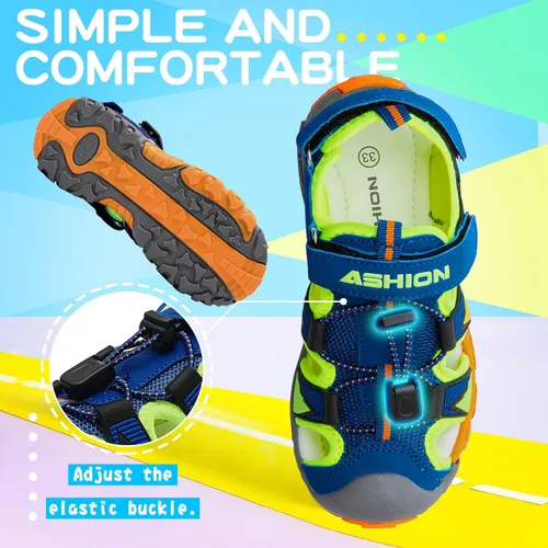Vista 5 de Littleplum Sandalias deportivas con punta cerrada, zapatos de verano para niños, caminar, senderismo, atletismo, al aire libre