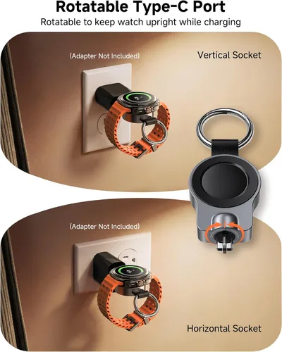 Vista 3 de Cargador portátil giratorio para Galaxy Watch Ultra/8, no para reloj 9