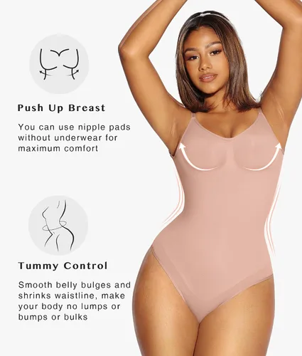 Vista 3 de Shapewear Bodysuit for Women Tummy Control Thong Body Shaper Backless Seamless Bodysuit