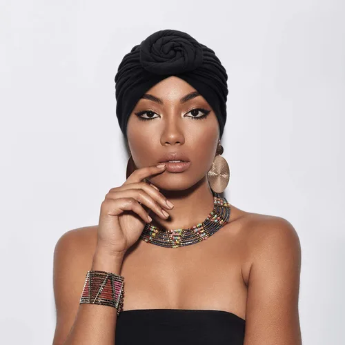 Vista 4 de SATINIOR - Turbantes africanos para mujeres, nudo pre-atado, gorro, diadema, 3