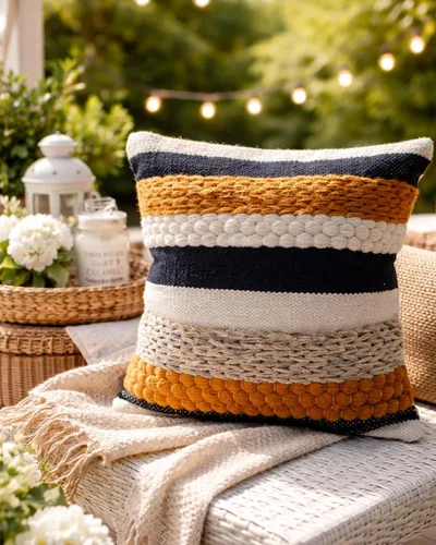 Vista 8 de Funda de almohada COZYDEKO estilo boho, de 18 x 18 pulgadas, almohadas decorativas marroquíes rústicas bohemias con acentos copetados, algodón