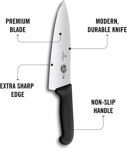 Vista 6 de Victorinox Swiss Army 5.2063.20-X14 Fibrox Cuchillo de chef negro, 8 pulgadas