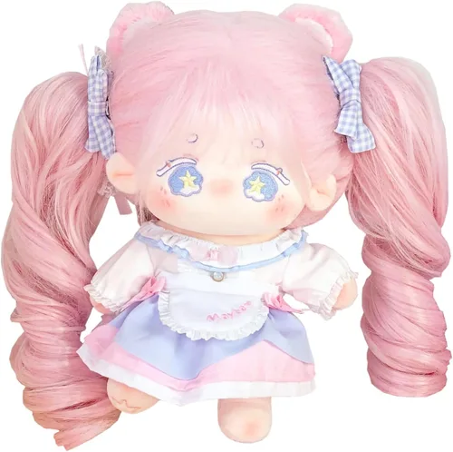 Vista 8 de CALEMBOU Muñeca de peluche - Muñeca de algodón suave y linda de 20 cm de anime kawaii con disfraz de esqueleto y ropa (Chacha)