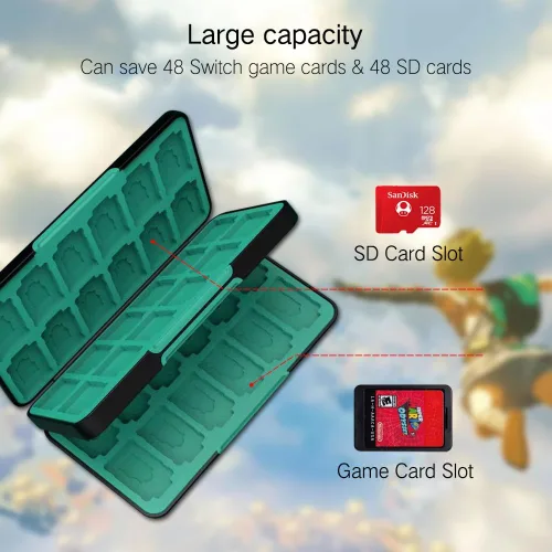 Vista 2 de PERFECTSIGHT 48 Switch Game Card Case for Nintendo Switch OLED Switch Lite, Cute 48 Game Holder Cartridge Case for Game Cards and SD Cards, Kawaii