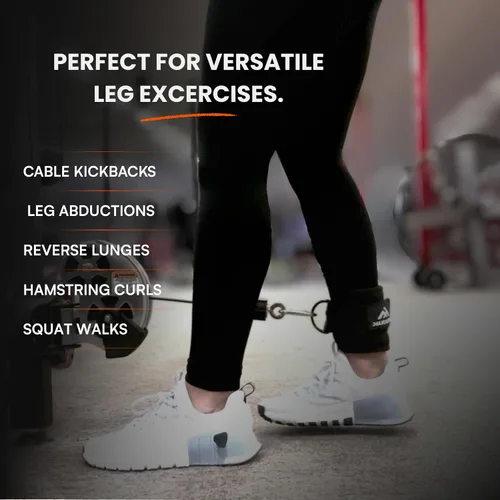 Vista 3 de Gym Ankle Straps for Cable Machines, Thick Padded Ankle Cuff Cable Attachment for Booty Workouts, Kickbacks, Hip Abductors, Lower Body Exercises