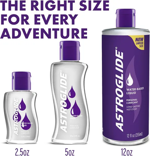 Vista 6 de Astroglide Lubricante a base de agua (12 onzas líquidas), lubricante personal líquido, para hombres, mujeres y parejas, seguro para juguetes