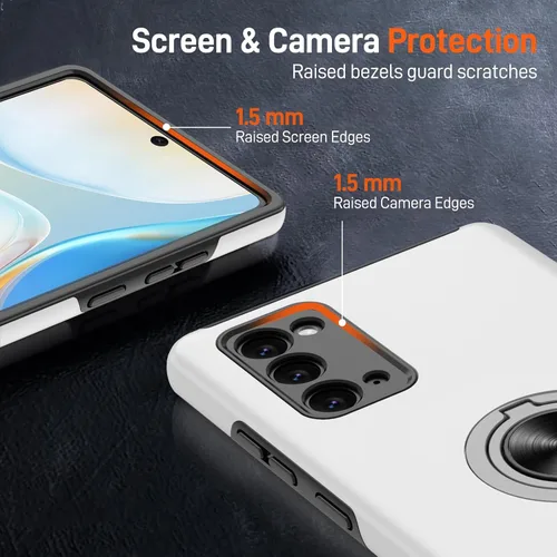 Vista 60 de Gritup - Funda para Galaxy A05S con protector de pantalla HD×2, funda protectora para teléfono a prueba de golpes con soporte magnético de anillo
