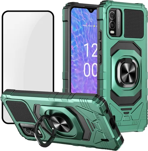 Vista 7 de Ailiber Funda para Nokia C210, Nokia C210 con protector de pantalla de vidrio templado, soporte de anillo para montaje magnético de coche