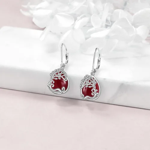 Vista 185 de Aretes colgantes con forma de lágrima de filigrana de piedra lunar de plata de ley 925 con cierre de palanca para mujer, regalos de joyería