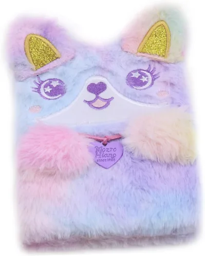Vista 3 de BOLLEY JOSS Lovely Animal Notebook Kids Plush Diary for Girls Women Teens Cute Cat Fuzzy Journal Writing Pad A6 Ruled 160 Pages