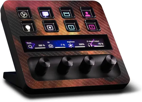 Vista 25 de MightySkins - Piel de fibra de carbono compatible con Elgato Stream Deck + - Morado sólido Acabado de fibra de carbono texturizado protector