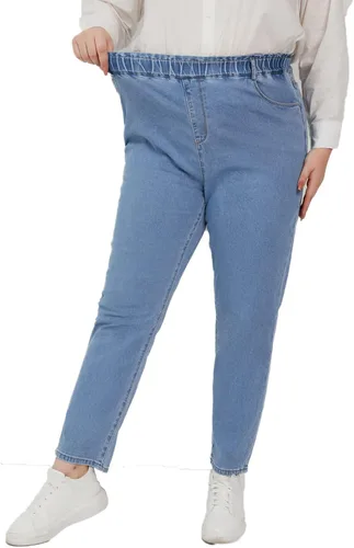 Vista 2 de Plus Size Pull-on Jeans for Women Thin Petite Full Length Mom High Waist Elastic Loose Harem Pants