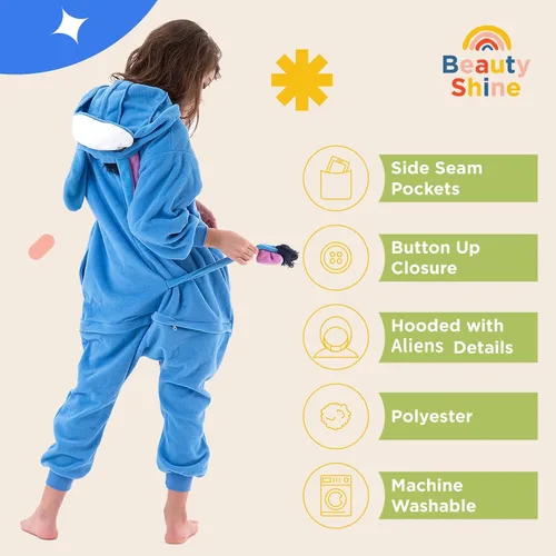 Vista 5 de Beauty Shine Kids Onesie Unisex Child Animal Costume Sleepwear Jumpsuit Christmas Halloween Cosplay Pajamas