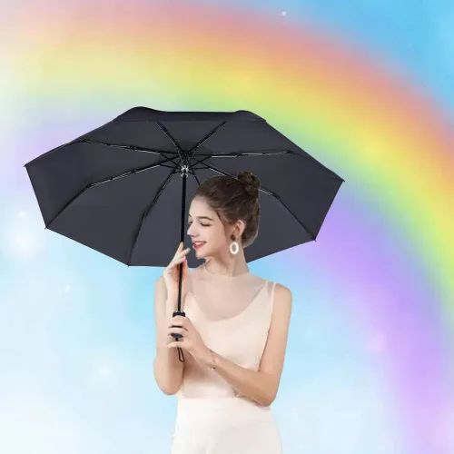 Vista 5 de NOOFORMER Paraguas compacto de viaje para sol y lluvia, ligero, pequeño, resistente al viento, impermeable, plegable, con 95% de protección UV