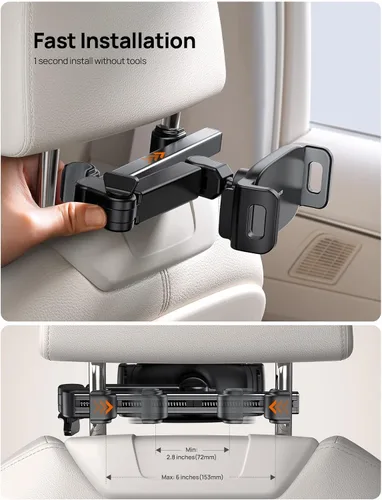 Vista 4 de Aomiker Soporte para iPad reposacabezas de automóvil – [Brazo extensible] Soporte ajustable para tablet 2025 para asiento trasero del automóvil